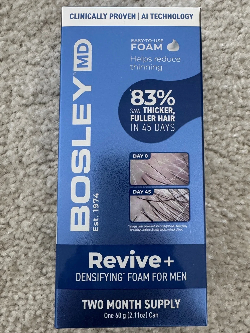 BosleyMD Revive+ Hair Densifying Foam for Men (2.11 oz - Two Month Supply) - NWT